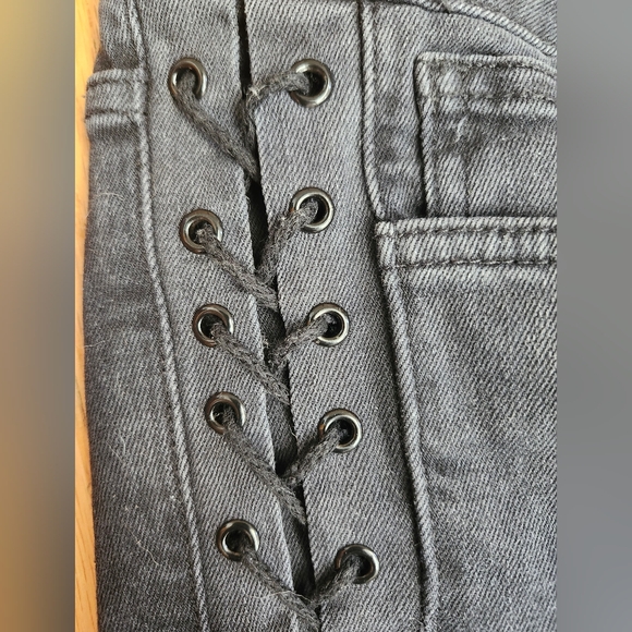 Zara Black Jeans with Button and Zipper Fly and Laced Hip and Ankle Detail - Picture 3 of 7